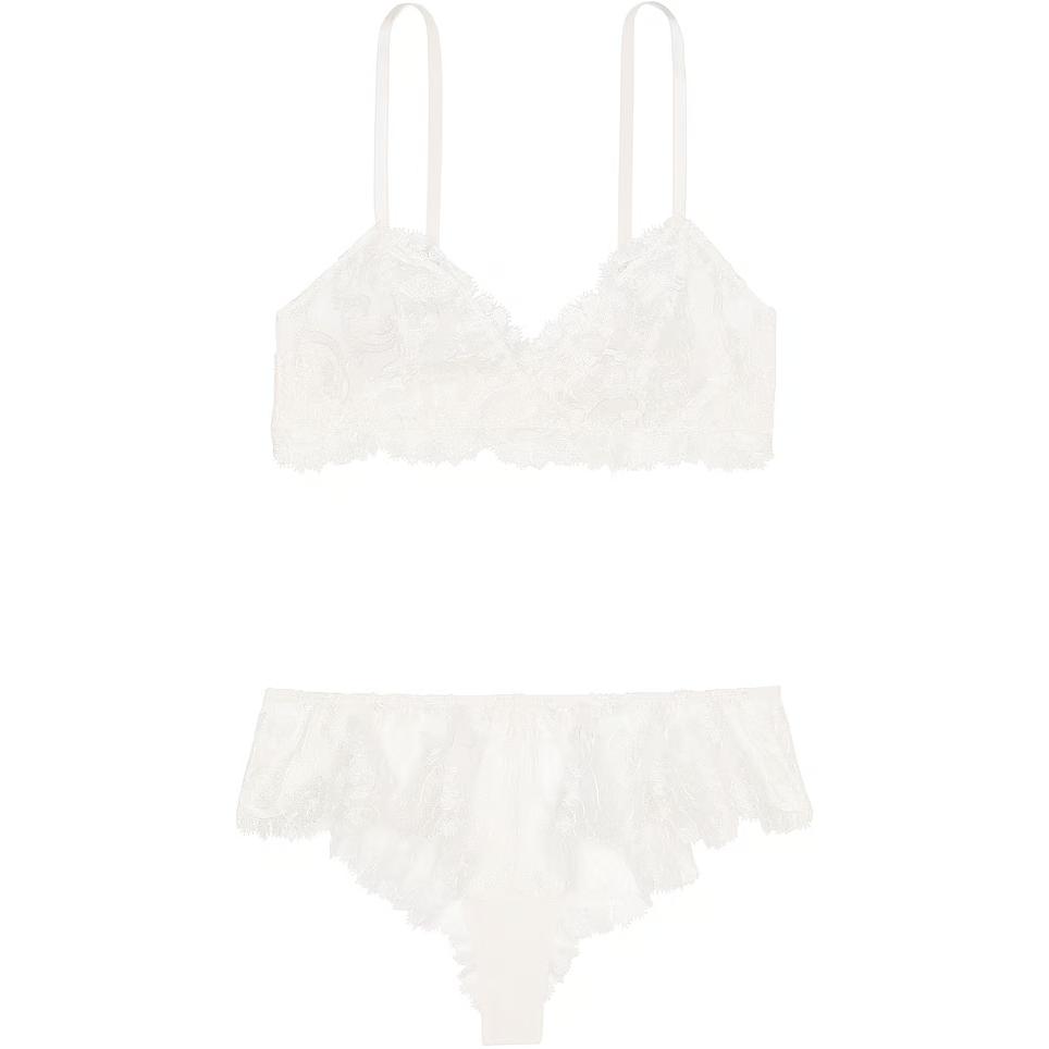 

Victoria's Secret Розовый комплект бралетте и трусиков с бохо-вышивкой / комплект пижамы W белый