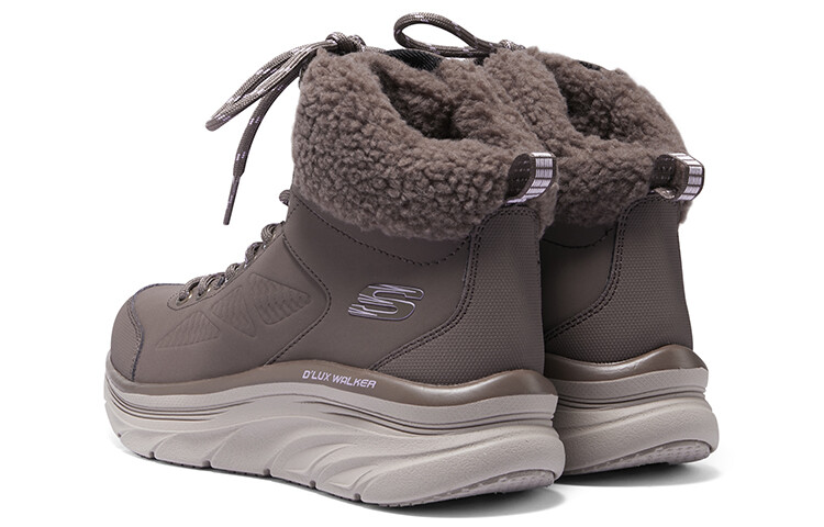 Зимние ботинки Skechers мехом и шнуровкой, коричневый — фото 4