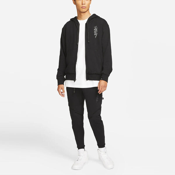 Толстовка Men's Air Jordan Zion Alphabet Printing Retro Hooded Zipper Jacket Black, черный — фото 3