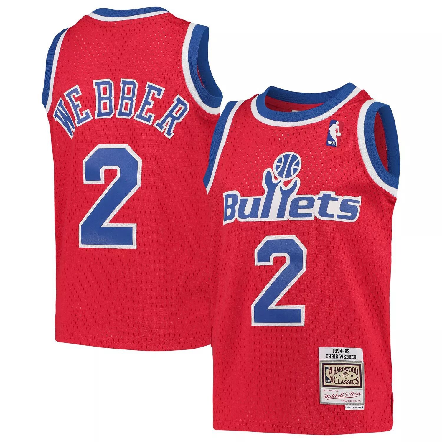 

Молодежь Митчелл и Несс Крис Уэббер Red Washington Bullets 1994-95 Hardwood Classics Swingman Джерси Unbranded