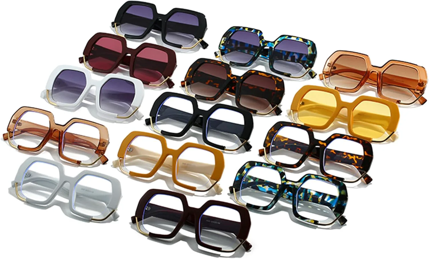 

bullabulling Модные солнцезащитные очки большого размера с многоугольной формой для женщин, защита от УФ-излучения UV400, ретро-очки с цветными блоками для мужчин, C5