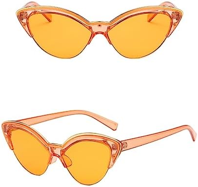 

Солнцезащитные очки Vat Eye в винтажном стиле, полуободковая оправа, черные, «кошачий глаз», ретро, ​​женские солнцезащитные очки маленького размера MTZJH, Orange Yellow