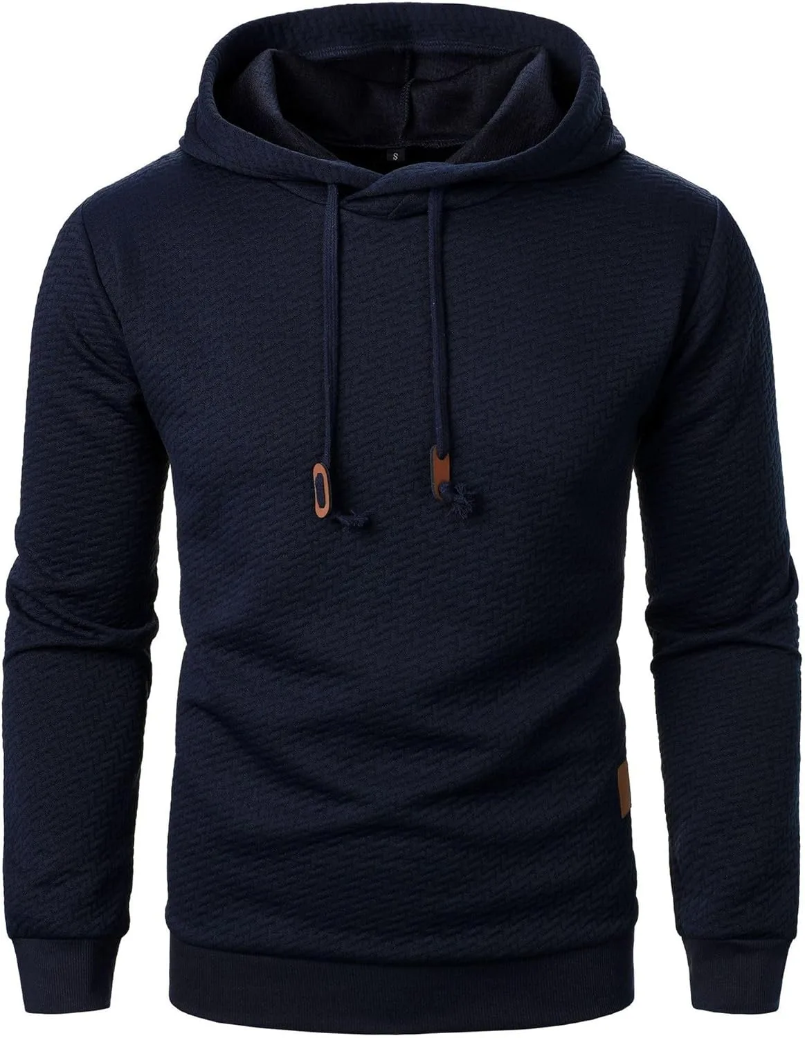 

Мужской однотонный худи с капюшоном на шнурке, длинный рукав, вафельная вязка CHXLQQX