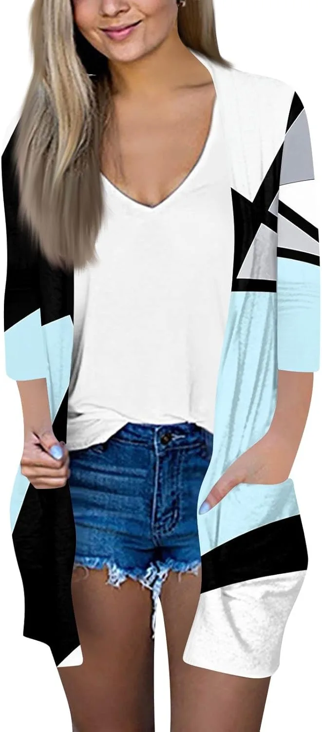 

Кардиган женский с коротким рукавом, принт, осенний, plus size FlekmanArt