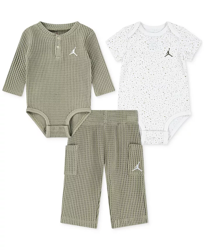 

Baby Jumpman: вафельный боди и штаны, комплект из 3 предметов Jordan, коричневый/бежевый