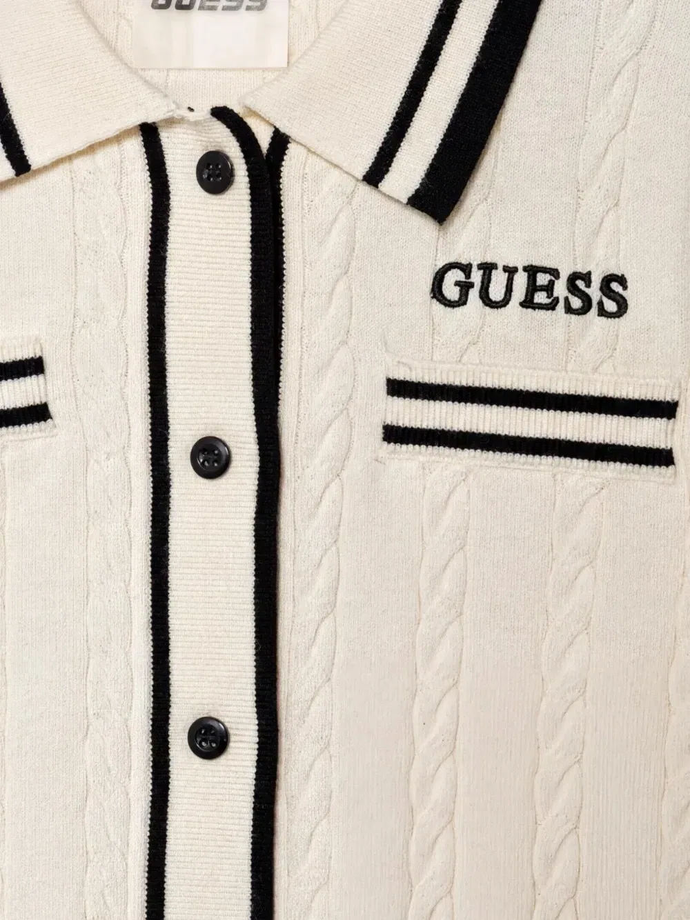 Полосатый топ фактурной вязки Guess kids, бежевый — фото 3