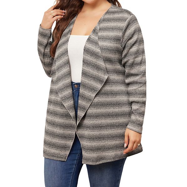 

Кардиган для женщин Plus size с длинным рукавом, легкий, свободный, на пуговицах Agnes Orinda, Apricot Black