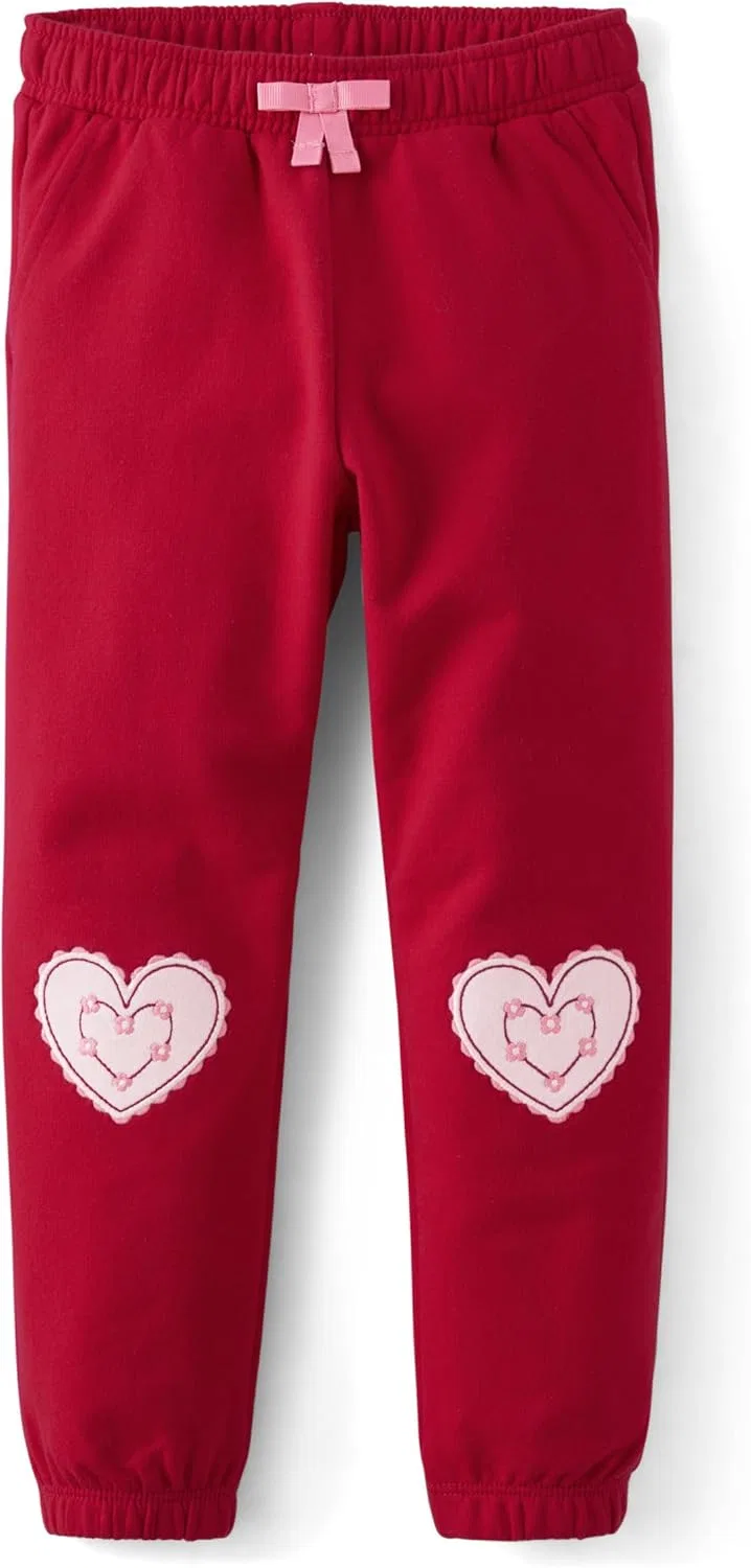 Спортивные штаны-джоггеры Gymboree для девочек и малышей из флиса, Valentine Hearts