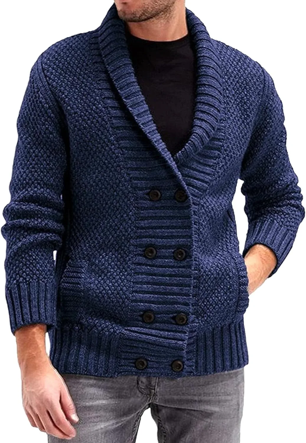 

Мужской кардиган с воротником и карманами Maiyifu-GJ