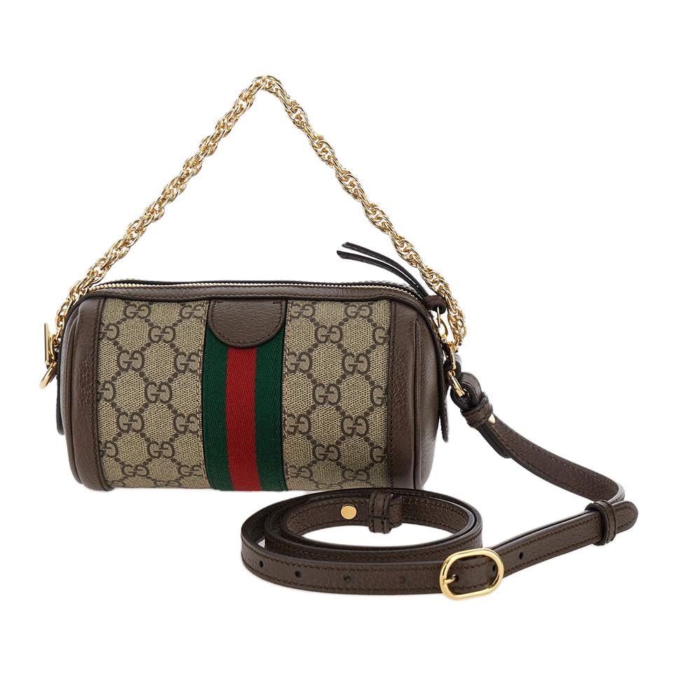 Мини-сумка через плечо GUCCI Ophidia из канваса с кожаной отделкой — фото 2