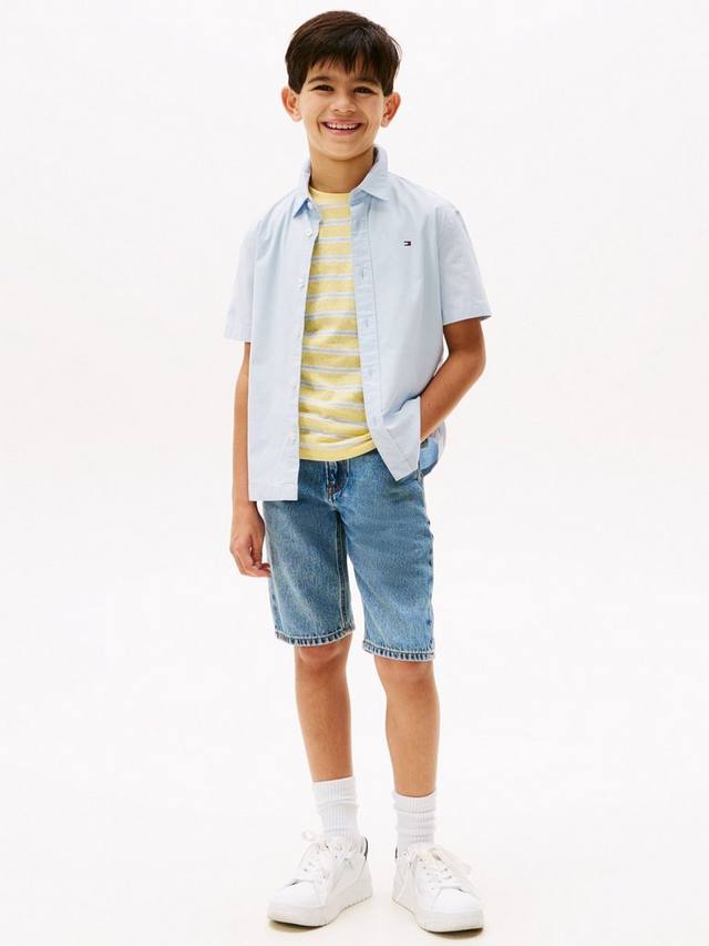 

Детская эластичная оксфордская рубашка с коротким рукавом Tommy Hilfiger, Breezy Blue