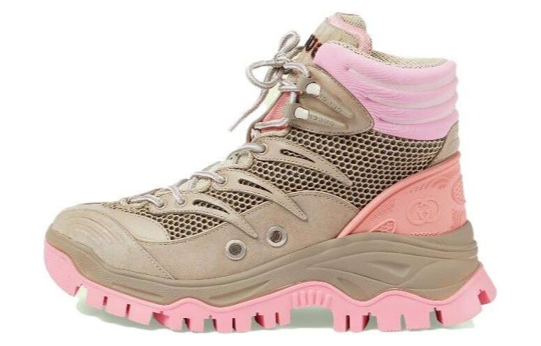 

Ботинки женские Gucci Lace Up, хаки / розовый