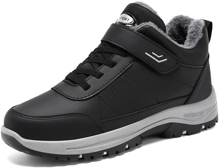 

Зимние ботинки для мужчин, снегоступы, теплая обувь для ходьбы, с утеплителем и меховой подкладкой, водонепроницаемые ботинки для активного отдыха на открытом воздухе, противоскользящая, удобная повседневная обувь для холодной погоды Qacksv, чер...