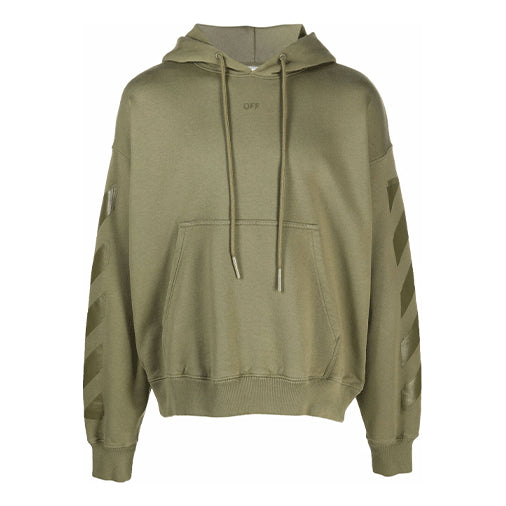 

Худи Men's Off-White FW21 Pattern Printing Hooded Long Sleeves Loose Fit Green