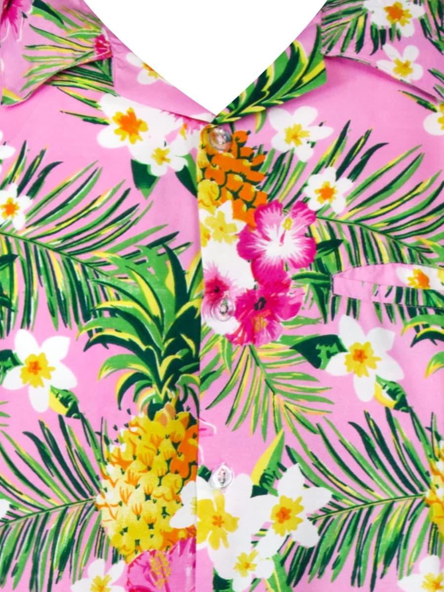 Рубашка на пуговицах классического кроя King Kameha Pineapple Flowers, светло-розовый — фото 3
