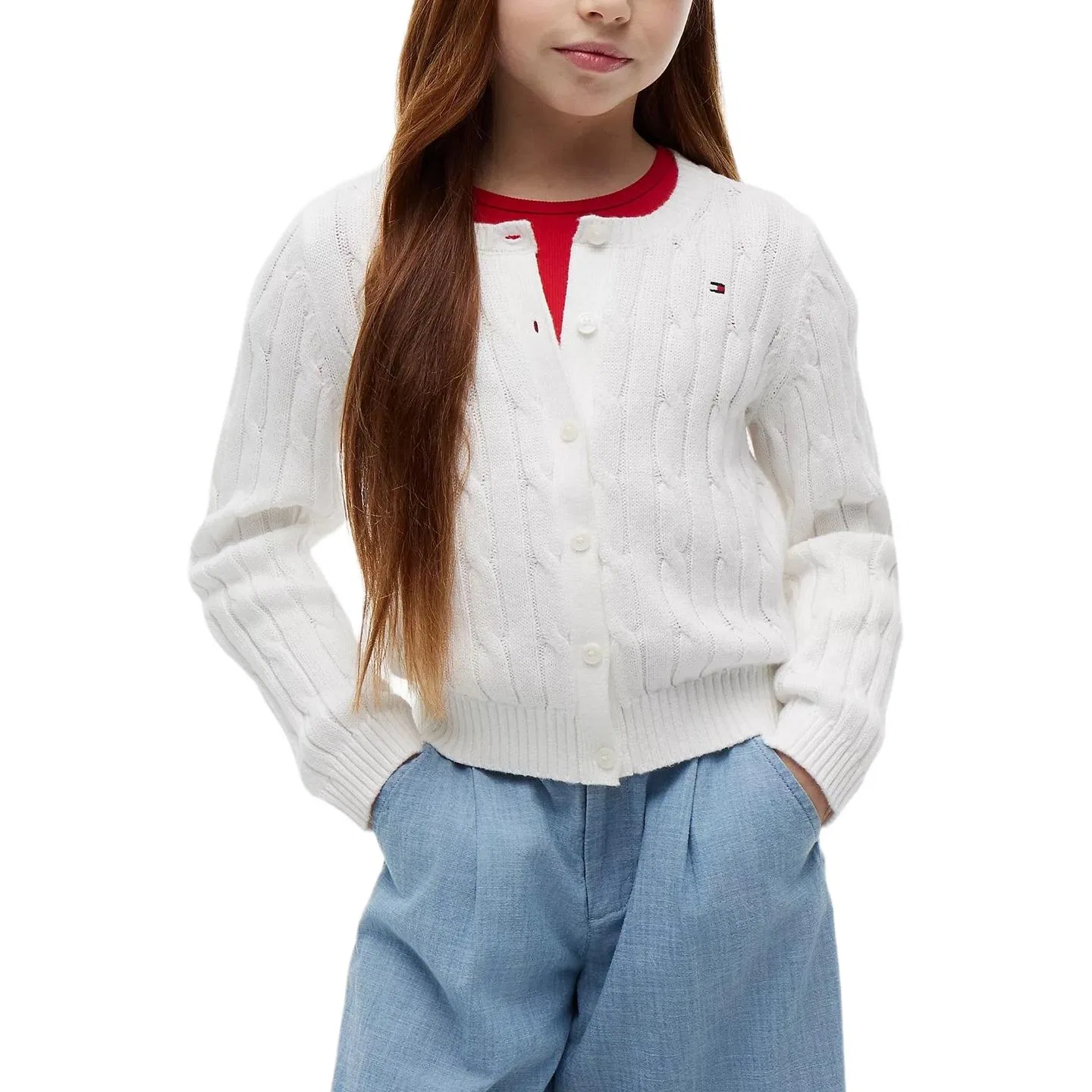 Свитер детский с круглым вырезом Tommy Hilfiger экрю — фото 3
