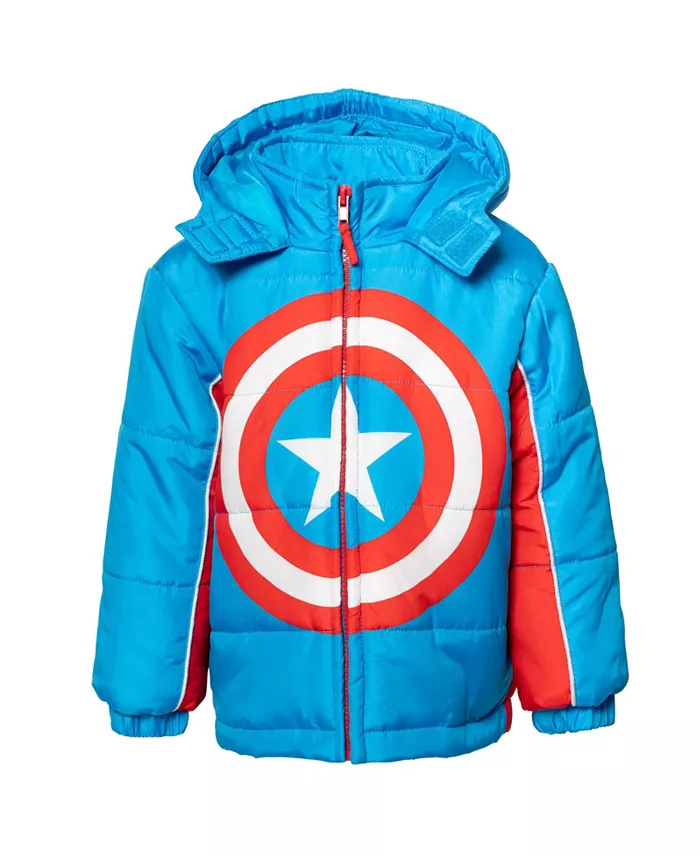 

Зимняя куртка-пуховик Marvel Captain America с молнией для мальчиков Avengers, синий