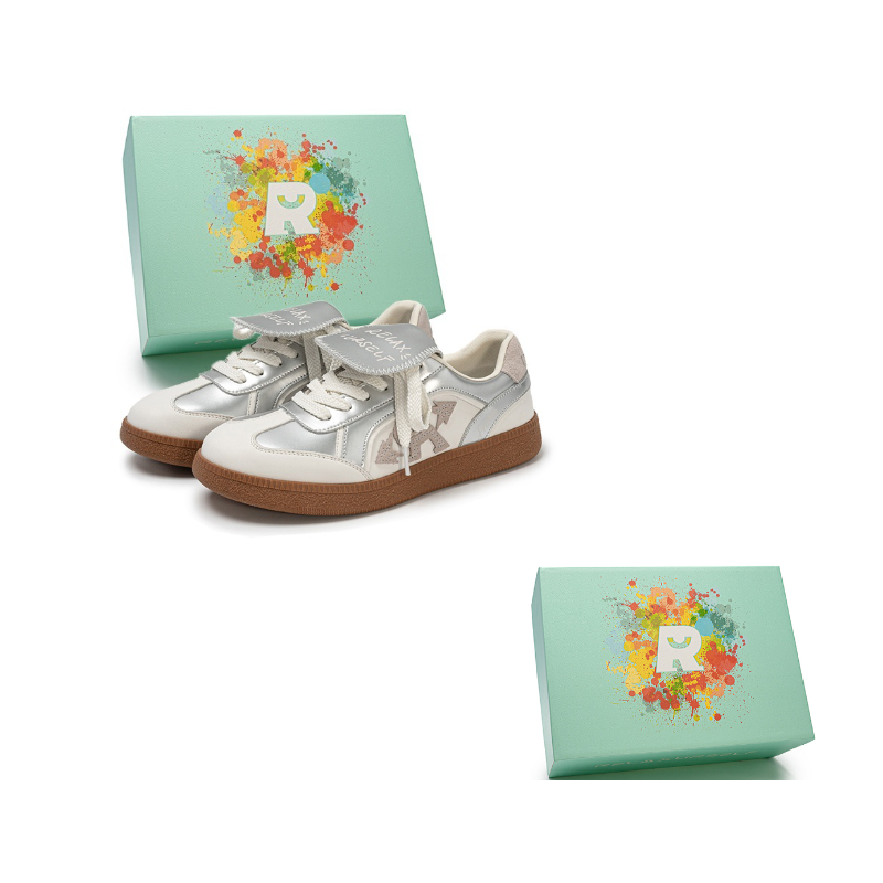 

Низкие кеды для скейтбординга унисекс RELAXURSELF, белый серебряный