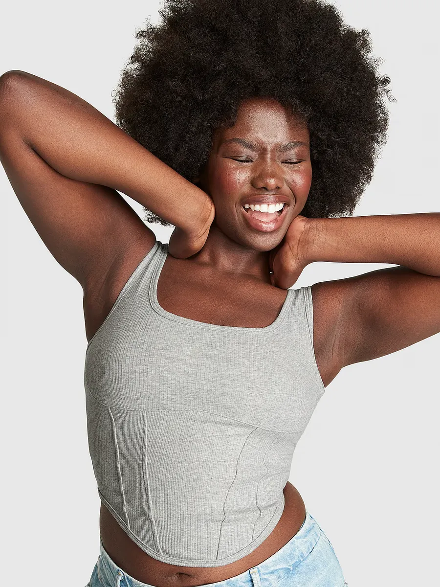 

Корсетный топ с завязками Pink Bralettes & Bra Tops, цвет Heather Charcoal
