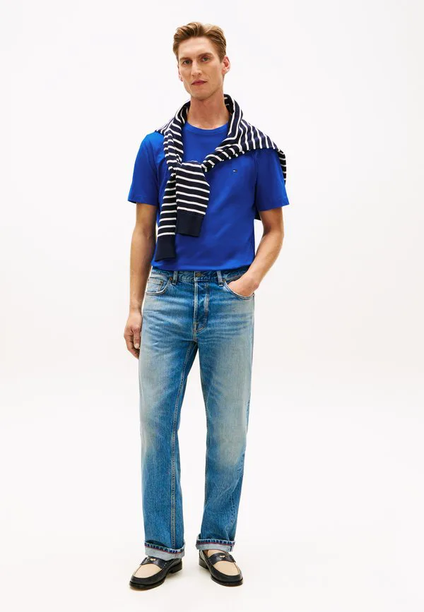 Футболка с круглым вырезом и вышивкой флага, базовая футболка Tommy Hilfiger, Regal Blue — фото 2