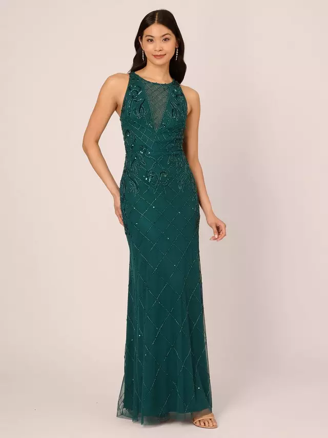 

Платье Adrianna Papell Studio Bead Halterneck Maxi, цвет gem green