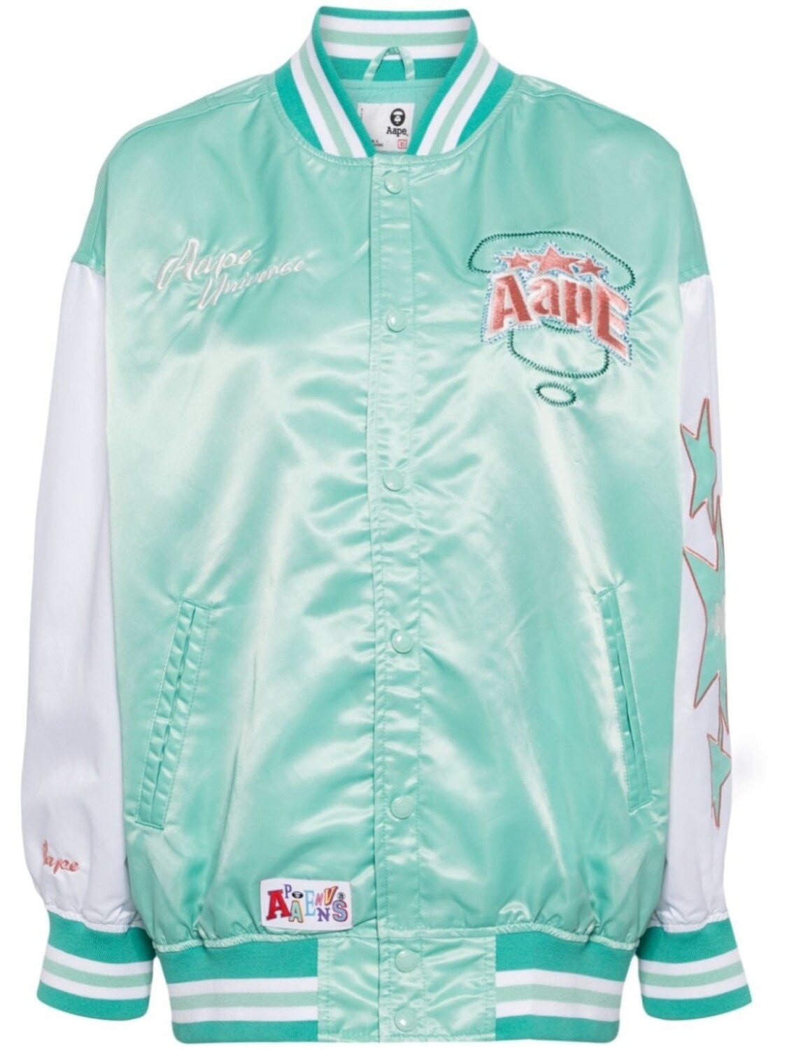 

Атласный бомбер с вышитым логотипом AAPE BY *A BATHING APE, зеленый