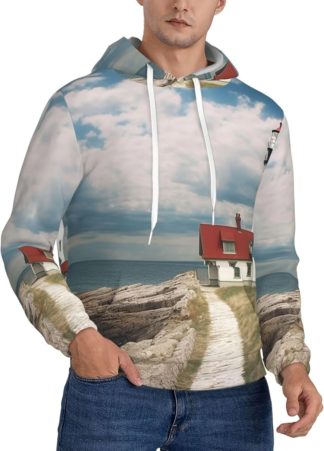 

Мужской пуловер худи Lighthouse Backdrop с карманом SDTYKHJ