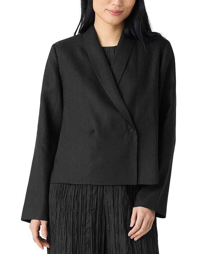 

Льняной жакет с шалью из шелка Eileen Fisher, черный