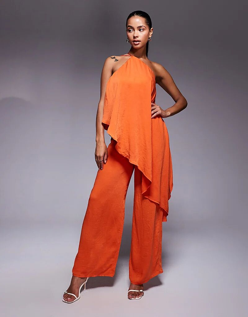

Двухслойный комбинезон ASOS DESIGN из стираного атласа красного цвета