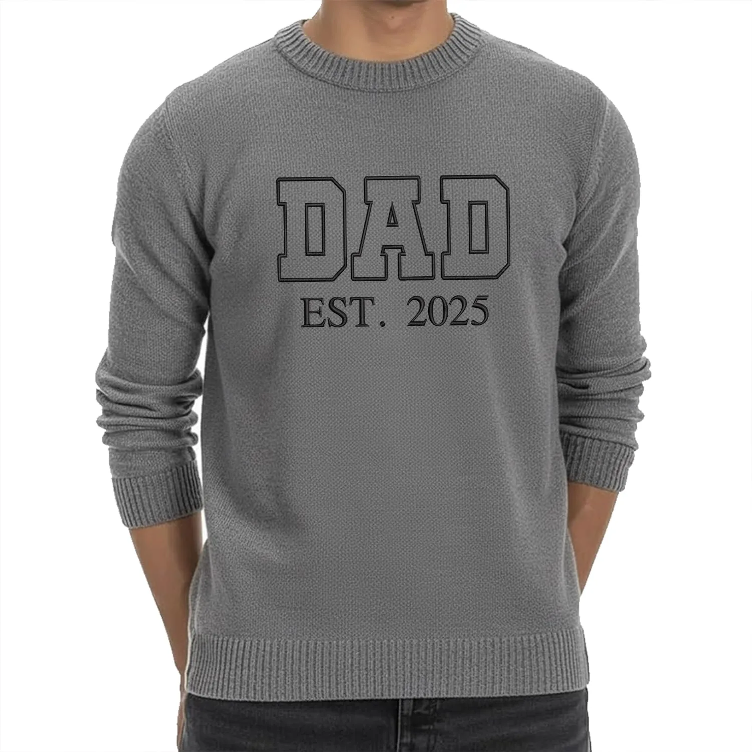 

Персонализированный свитер Dad с вышивкой, подарок на день рождения или Рождество Grewear