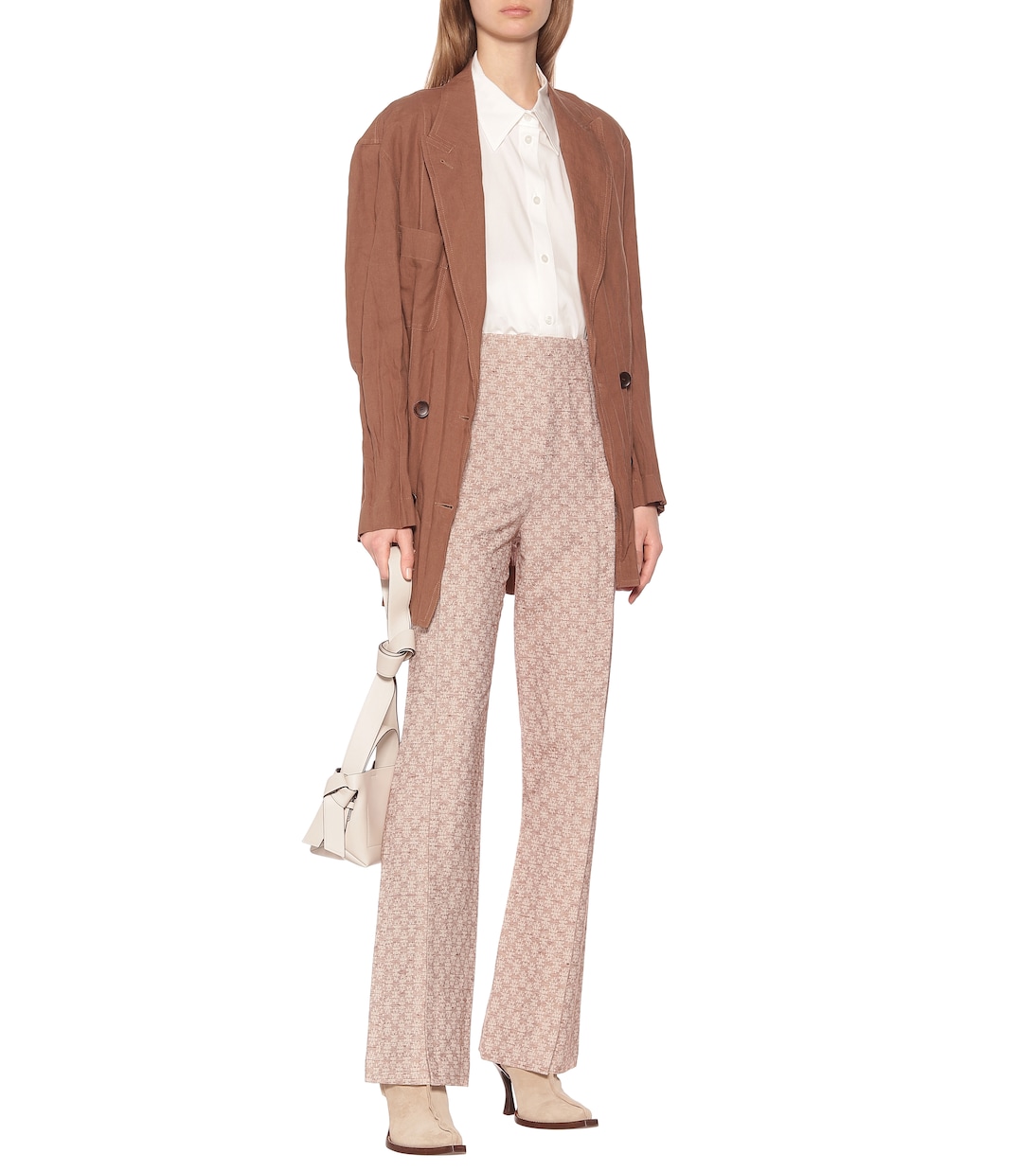 Расклешенные брюки из жаккардовой ткани из смесового хлопка Acne Studios, Peach Orange — фото 2