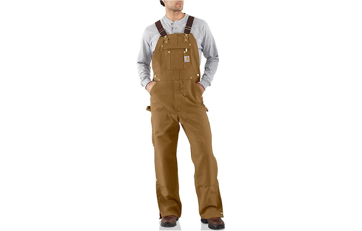 

Carhartt R37 FIRM DUCK BIB OVERALL комбинезон свободного кроя мужской коричневый