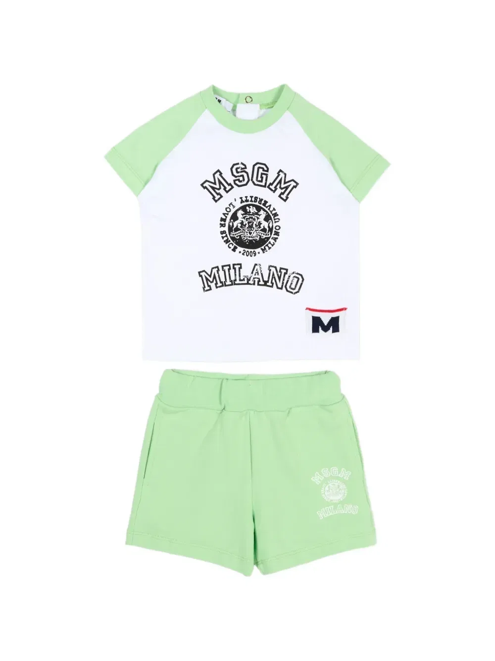 Комплект из шорт с рукавами реглан и логотипом Msgm Kids, зеленый