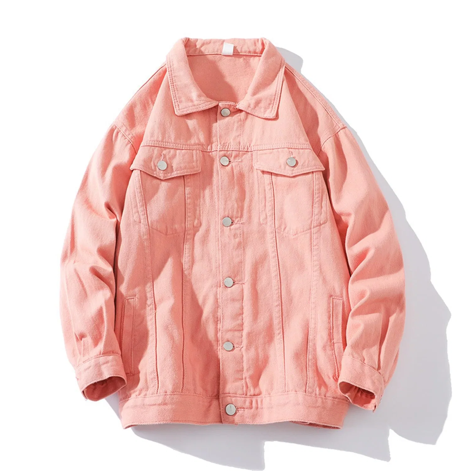 Мужская джинсовая куртка с длинным рукавом, классическая, Colour: Pink — фото 4