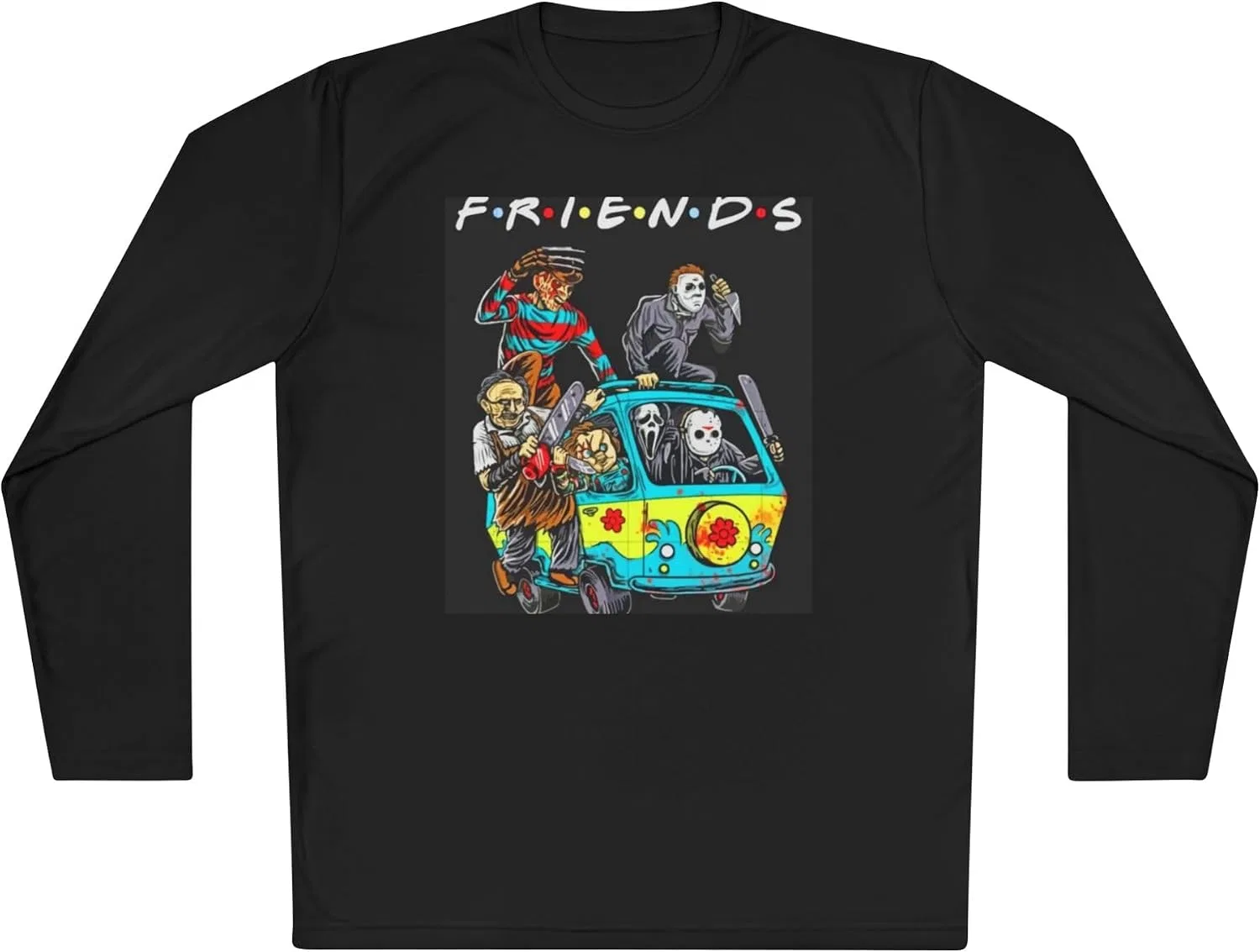 Футболка с длинным рукавом с принтом Halloween Friends, Black