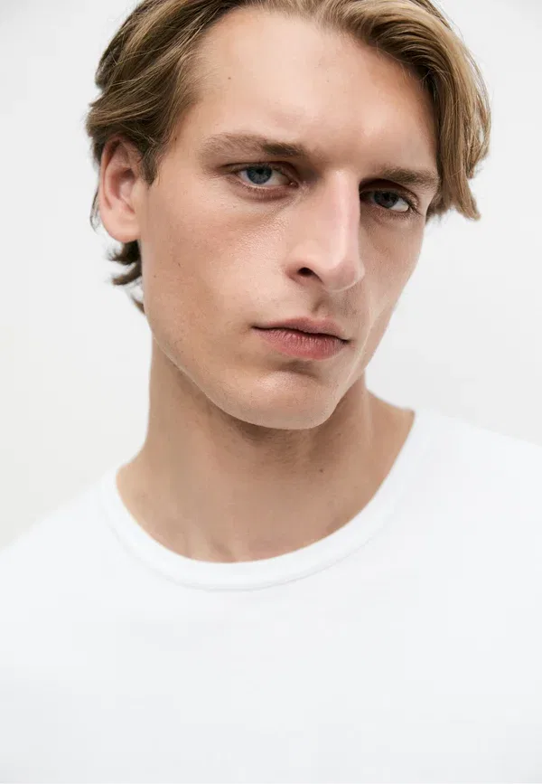 Футболка хлопковая Basic t-shirt, Massimo Dutti, белый — фото 4