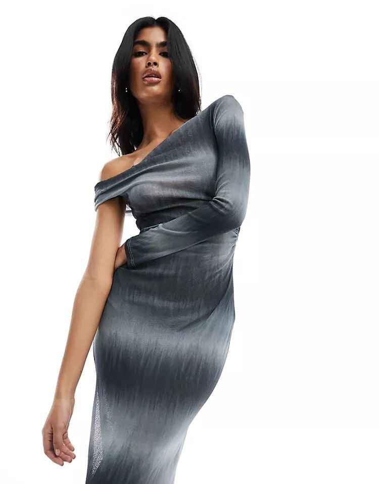 

Платье Pull&Bear Asymmetric Knit Dress, серый
