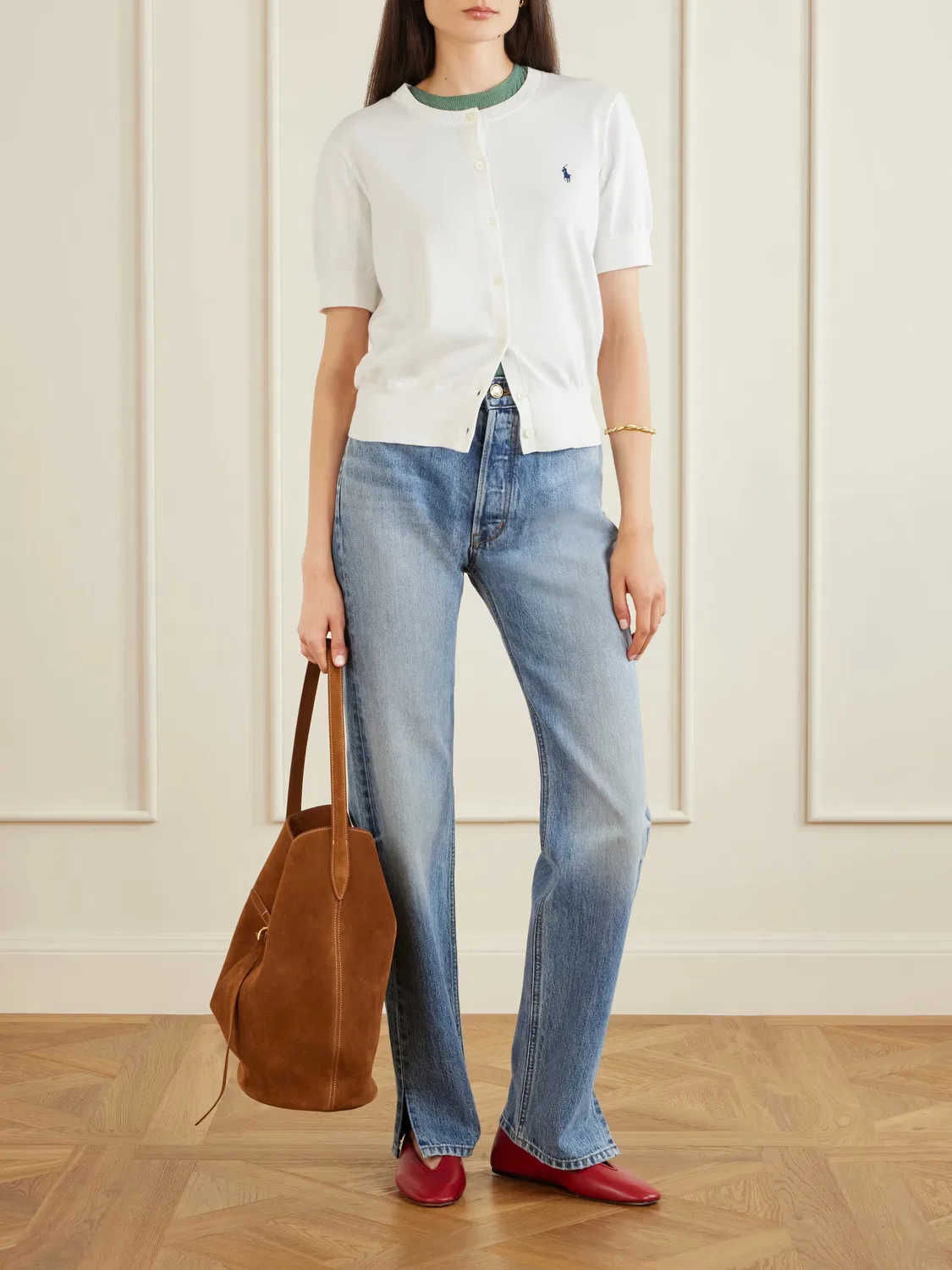 Кардиган из хлопковой смеси с вышитым логотипом Polo Ralph Lauren, белый — фото 2
