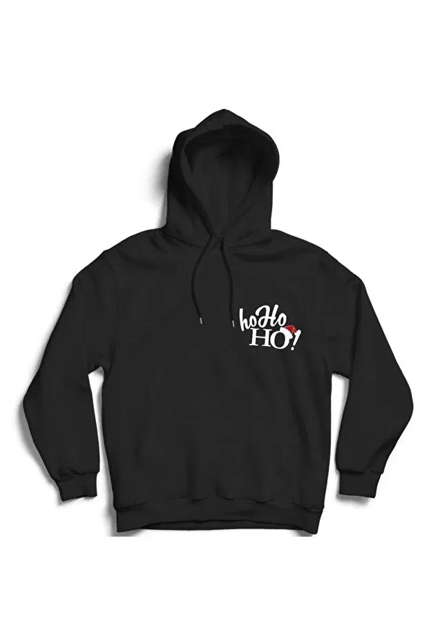 Детское худи для девочек с принтом Ho Ho Ho The Fame, Black