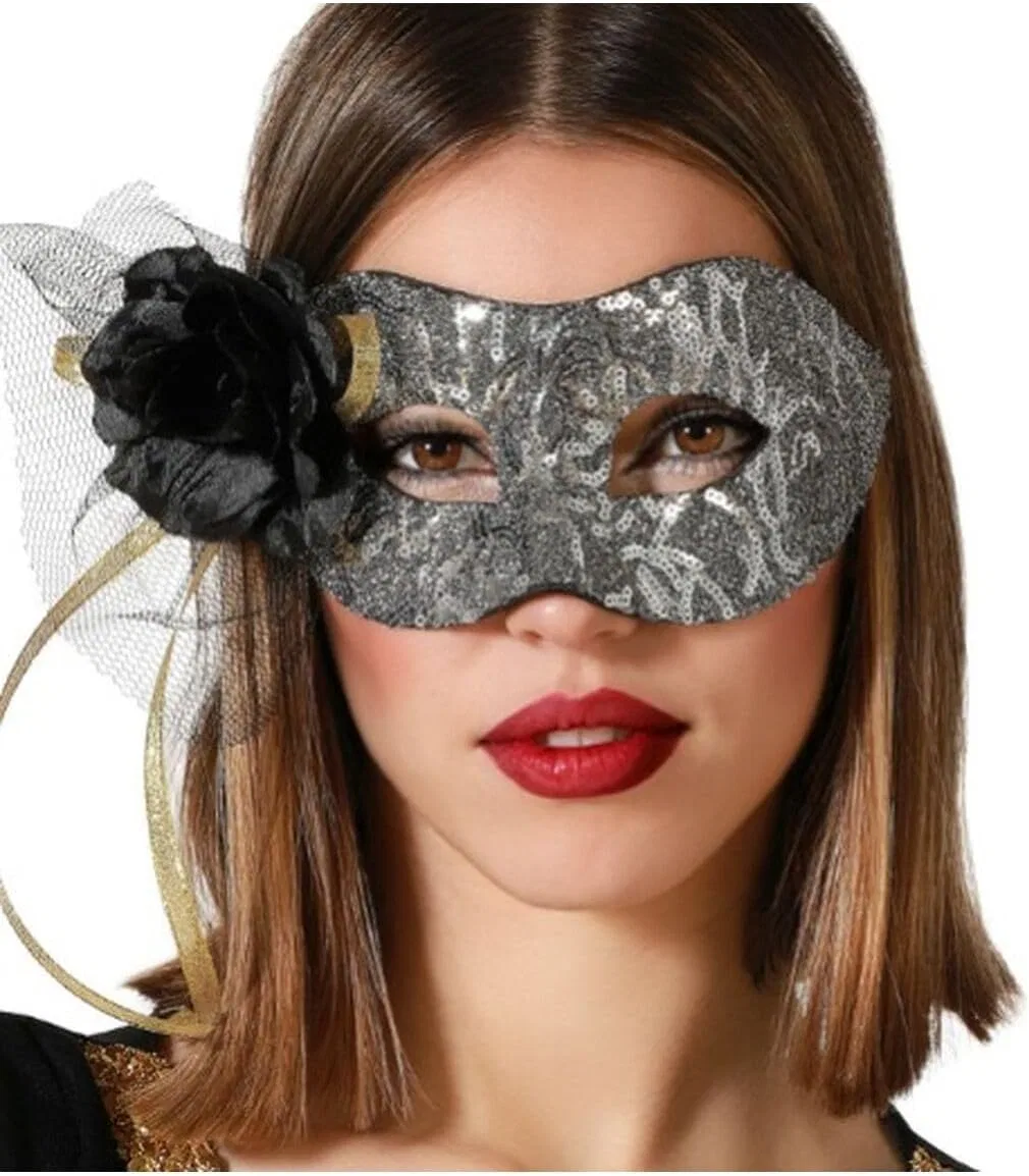 Маска для глаз Silver Eye Mask, BigBuy Carnival, 6x24x8 см, Multi-Coloured