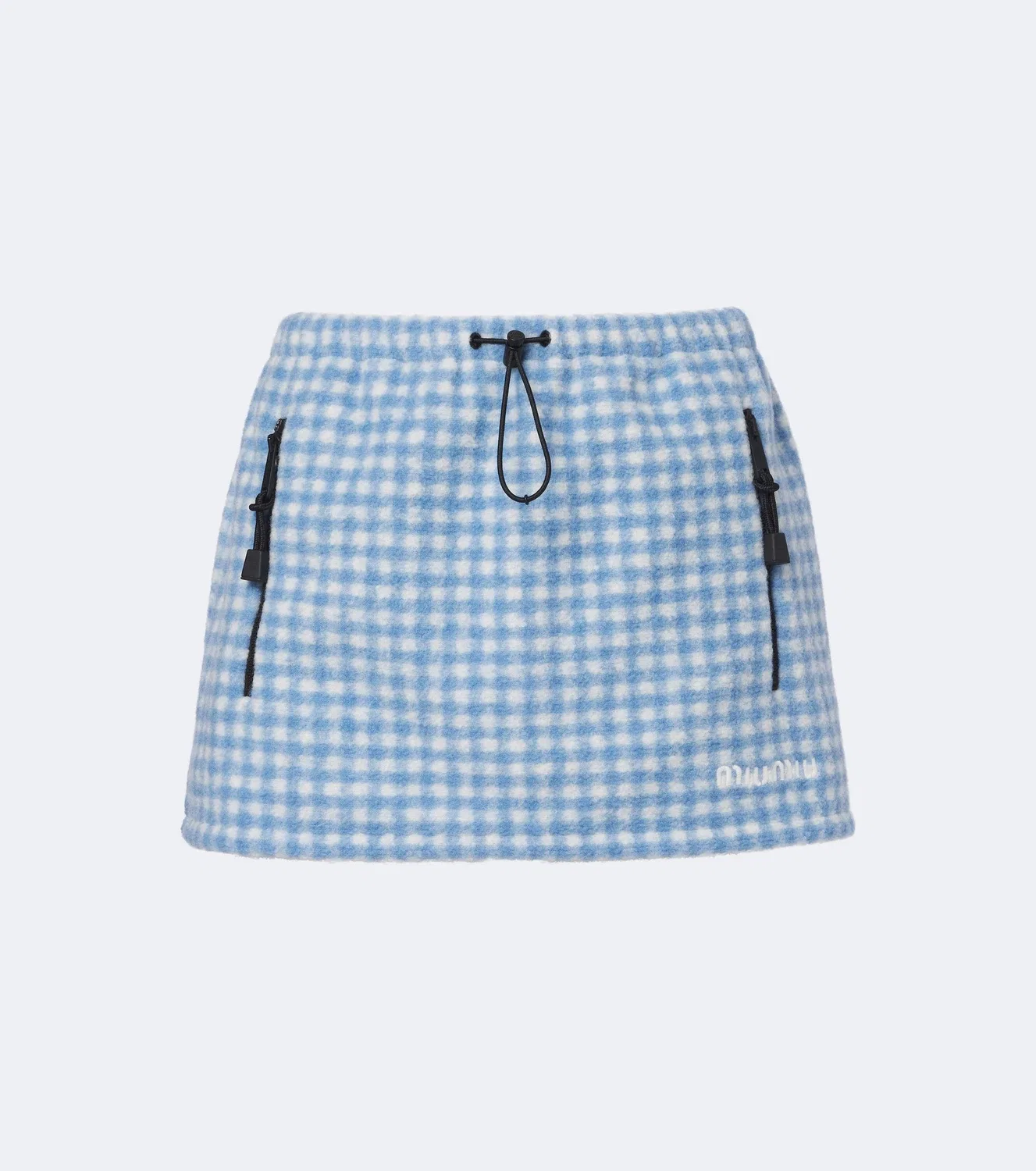 Мини-юбка в клетку гингем Miu Miu, белый