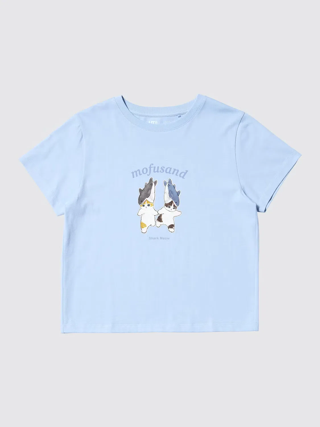 Футболка Uniqlo Mofusand ut/short, базовая, светло-голубой