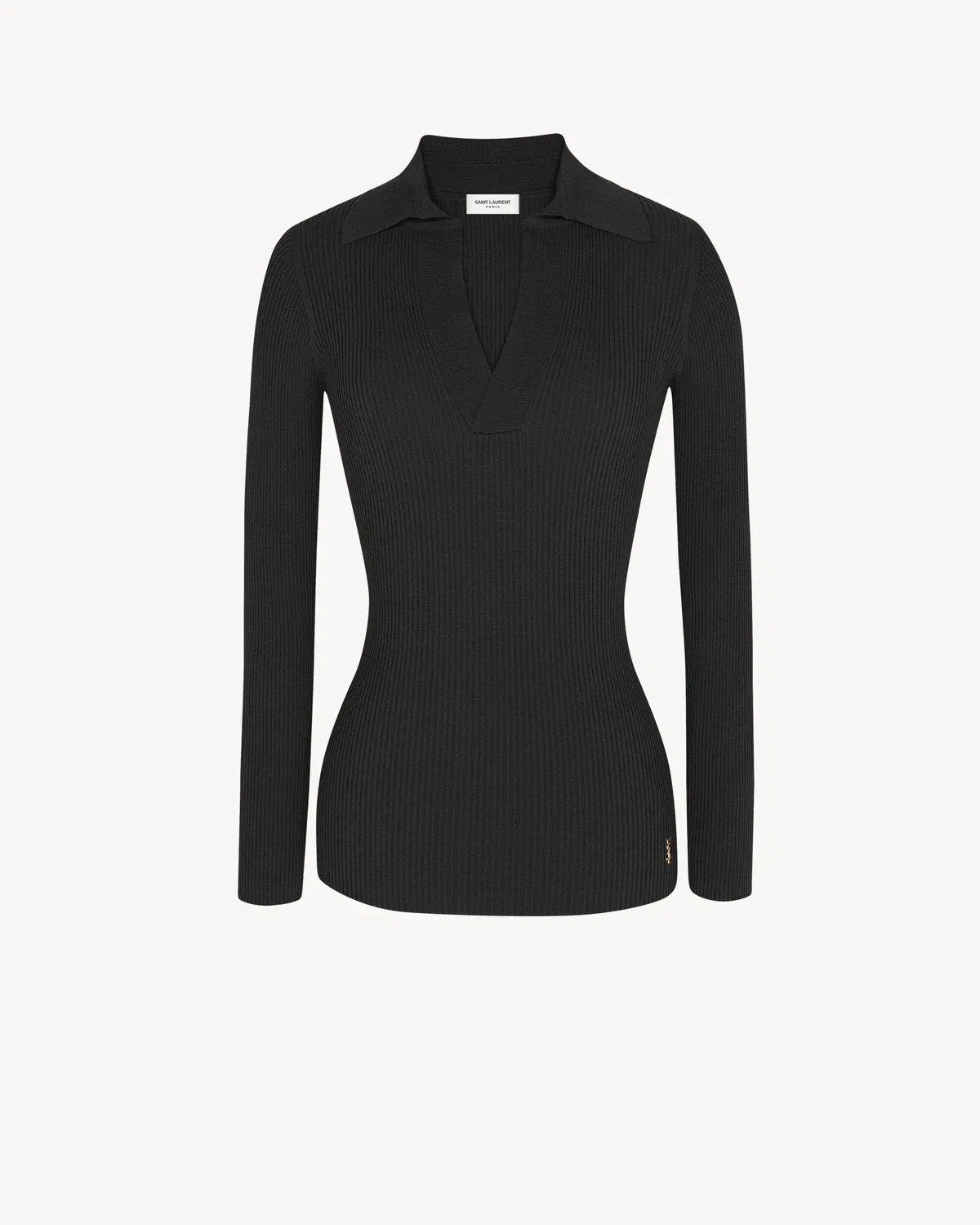 Топ с V-образным вырезом из сертифицированной вискозы, Saint Laurent, черный