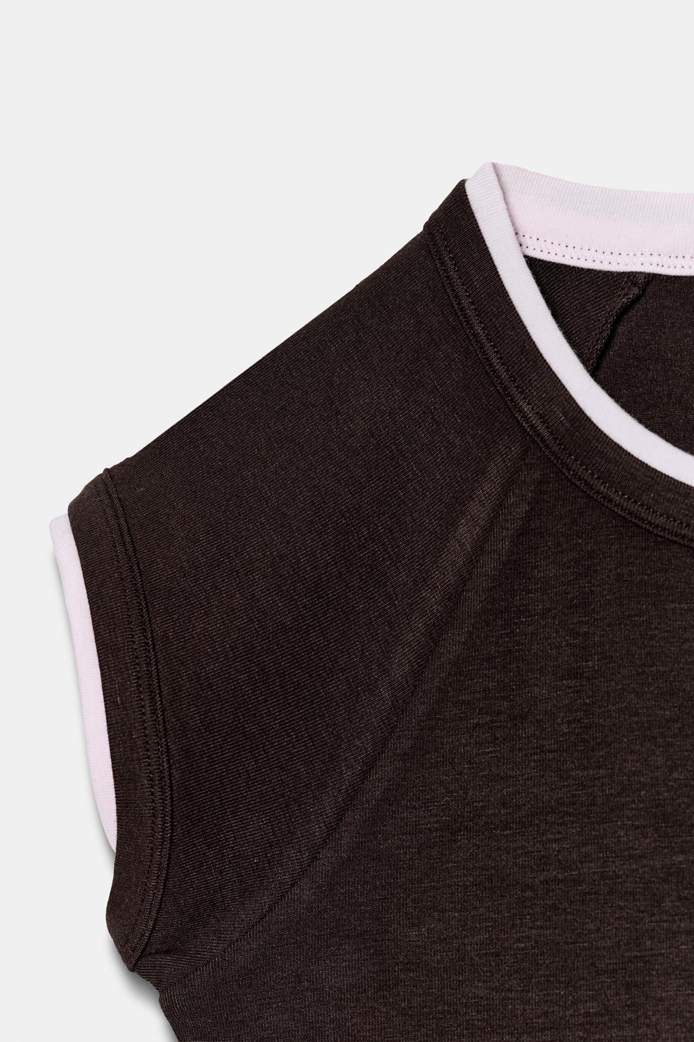 Футболка Zara Double Short Sleeve Effect, шоколадный — фото 4