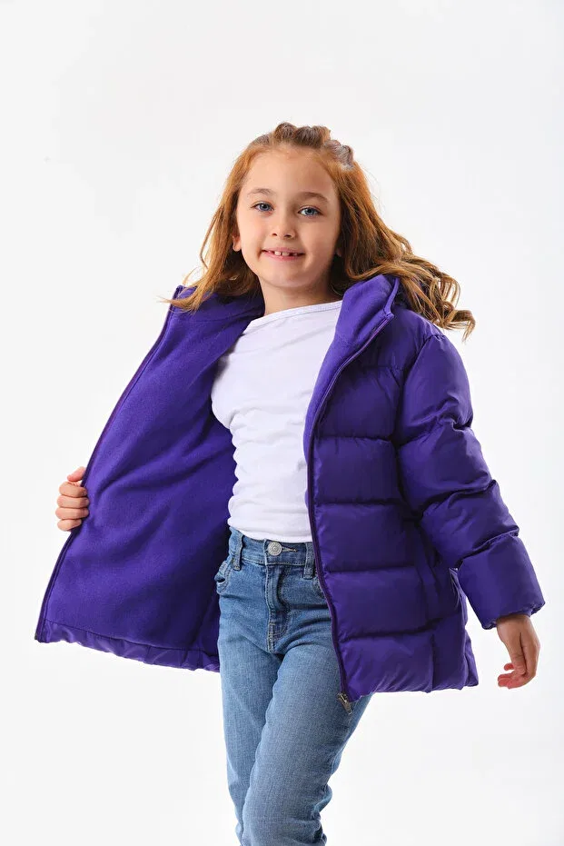 Детский зимнее пуховик для девочек с капюшоном RB-400, Generic Brands, Purple — фото 2