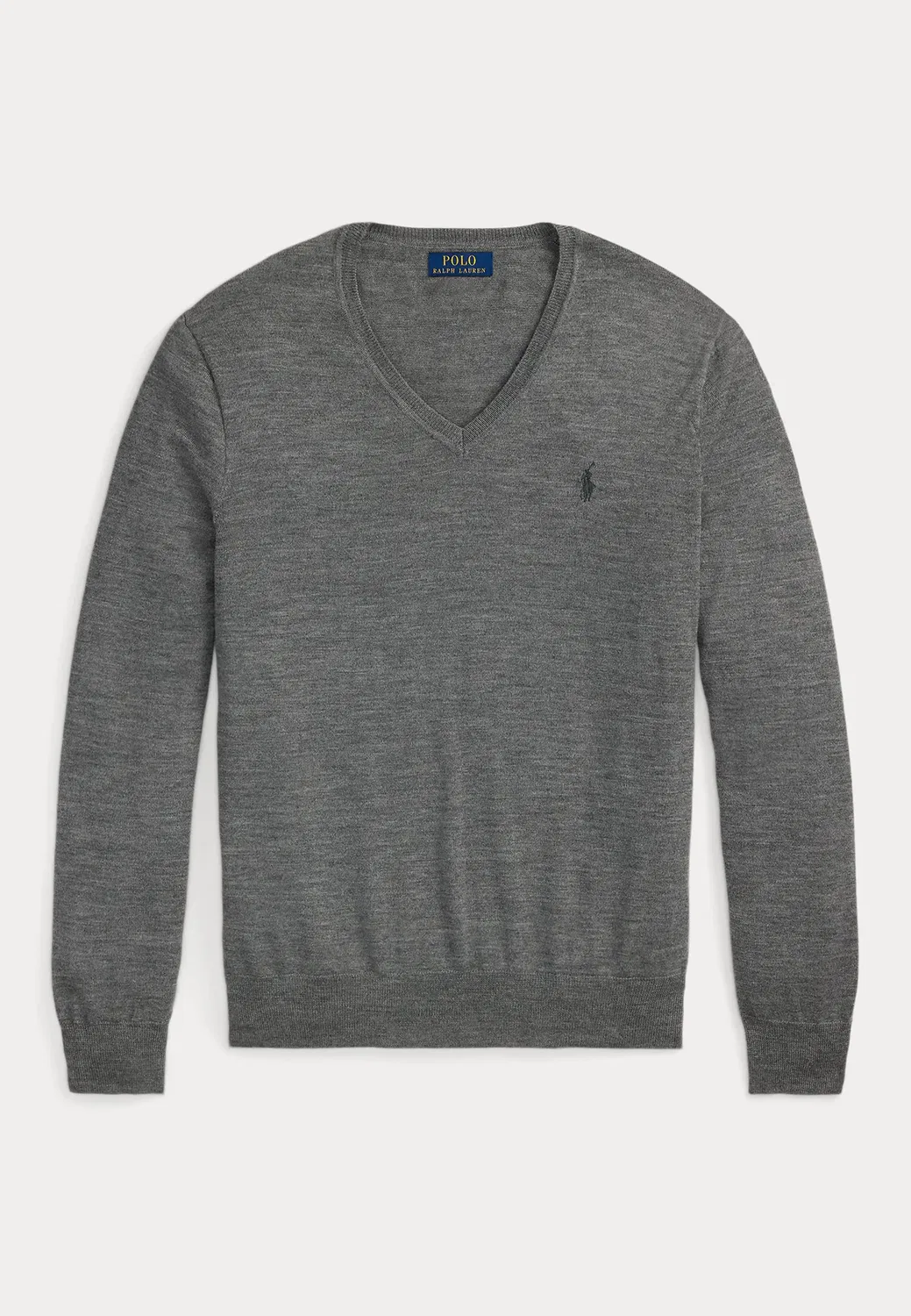 Шерстяной свитер с V-образным вырезом, который можно стирать Polo Ralph Lauren, Fawn Grey Heather — фото 4