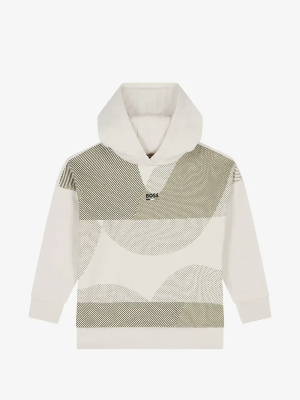 Худи с абстрактным принтом BOSS Kidswear, бежевый — фото 4
