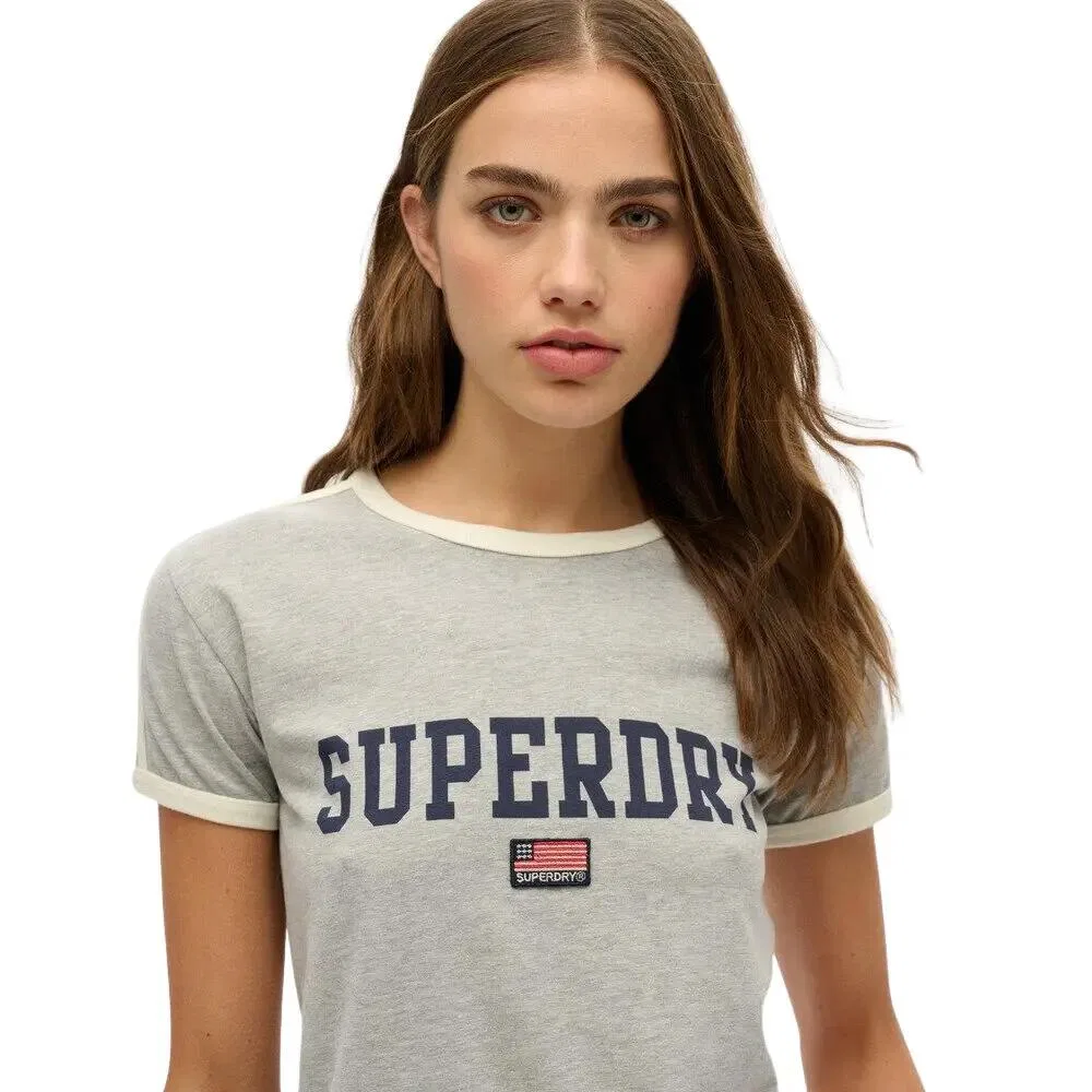 Женская футболка с полосками Athletic Essential Superdry, Grau Betongrau — фото 4