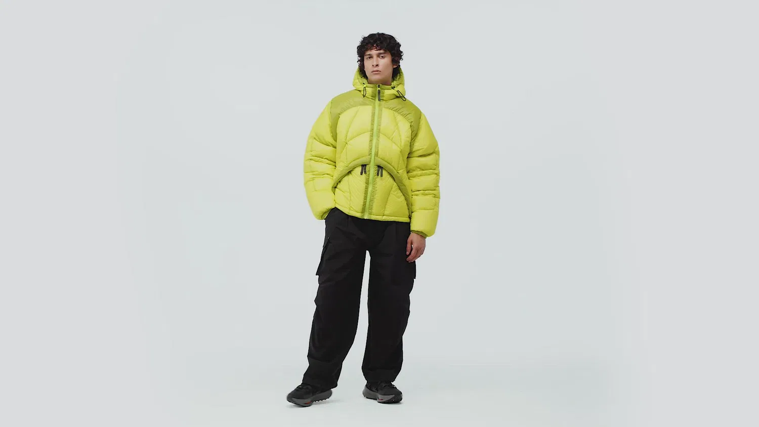 Мужская куртка-пуховик с капюшоном и утяжкой EQT Pertex Adidas, Yellow — фото 2