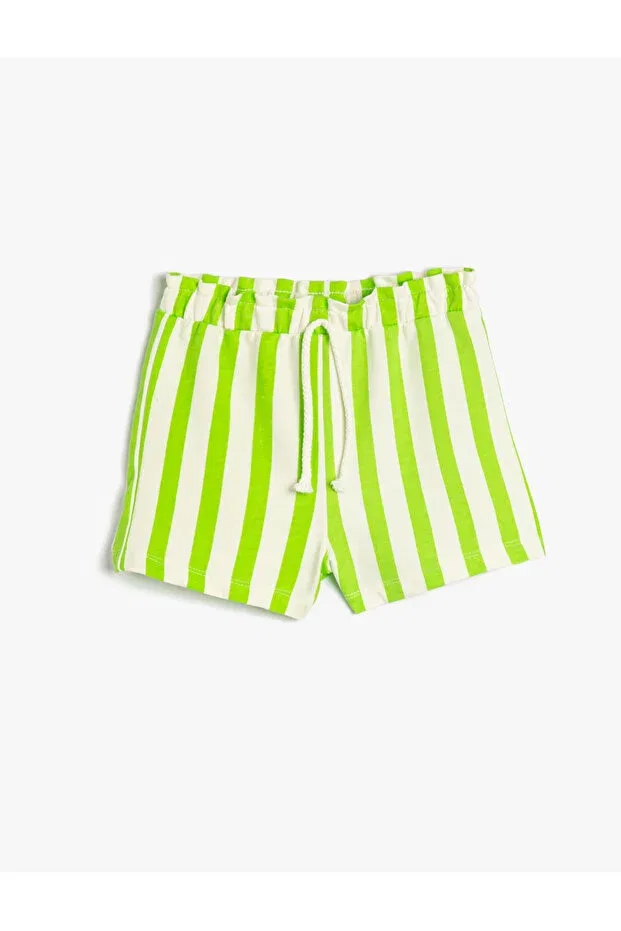 Детские шорты для девочек хлопковые Green Striped Koton